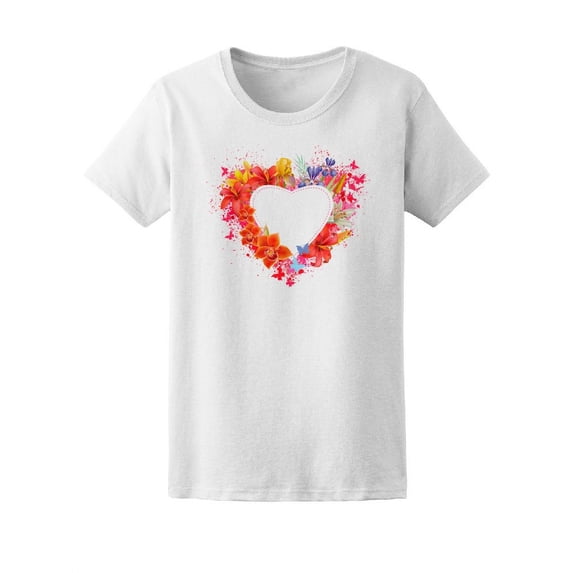 Colorful Floral Heart Shape T-Shirt Women -Image by Shutterstock, Female XX-Large
