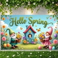 thumbnail image 1 of Colorful Floral Hello Spring Banner Gnome Design Spring Display Butterfly Pattern Easter Egg Decor Gnome Backdrop for Spring Celebration Easter Party Garden Decoration, 1 of 9