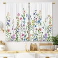 thumbnail image 1 of Colorful Floral Kitchen Curtains Flower Plant Wildflower Small Short Cafe Window Curtains Nature Boho Farmhouse Botanical Rod Pocket Bathroom Window Drapes Tier Curtains (27.5x36 Inch), 1 of 6