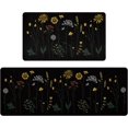 thumbnail image 1 of Colorful Floral Kitchen Mat for Floor, Non Slip Kitchen Rugs and Mat Set of 2, Waterproof Cushioned Anti Fatigue Kitchen Mat, 17"x47"+17"x29", Black, 1 of 6