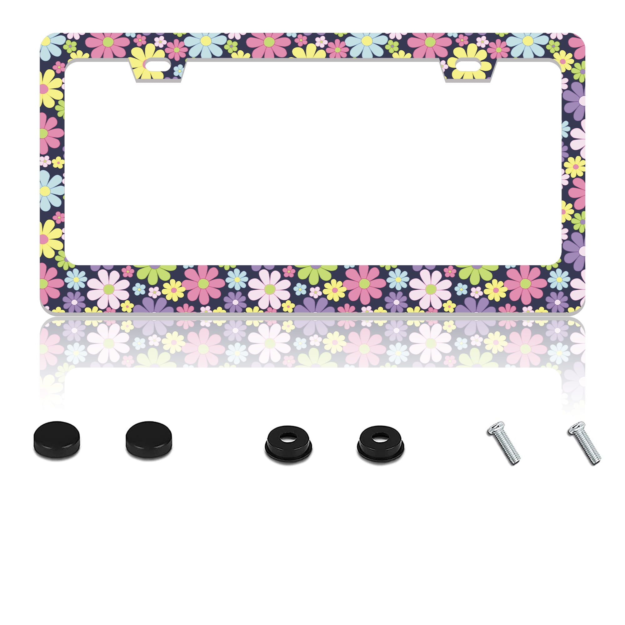 Colorful Floral License Plate Frames Personalized License Plate Frames