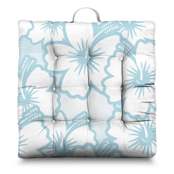 Colorful Floral Meditation Seat - 4.7" Thick Square Cushion with Artistic Watercolor Blooms