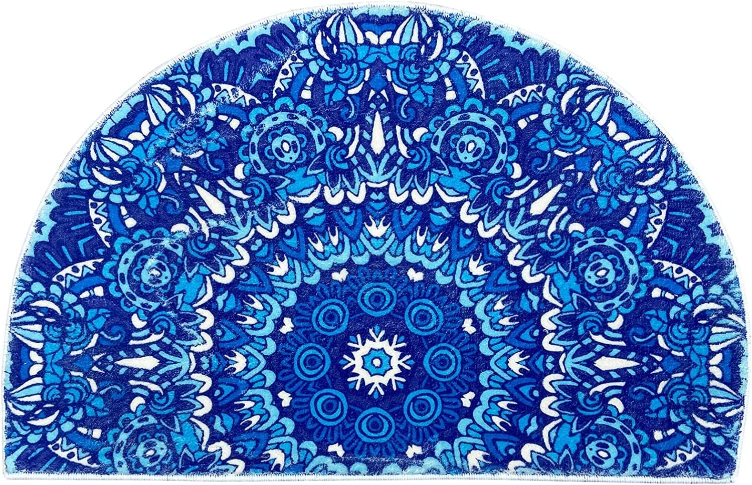 Colorful Floral Mystic Mandala Kaleidoscope Bathroom Rugs Half Circle