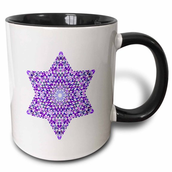 3drose, Colorful Floral Ornament Star Polygon - Pentagonal Vector Element, 11oz Two-tone Black Mug