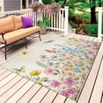 thumbnail image 1 of Colorful Floral Outdoor Rug 5x8 Ft, Non Slip Washable Area Rug, Farmhouse Vintage Dragonfly Butterfly Flower Patio Rugs Carpet Runner, Large Floor Mat for Indoor/Outdoor Deck Porch Camping, 1 of 8