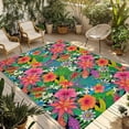 thumbnail image 1 of Colorful Floral Outdoor Rug for Patio/Deck/Porch, Non-Slip Large Area Rug 5 x 7 Ft, Summer Botanical Flowers Watercolor Indoor Outdoor Rugs Washable Area Rugs, Reversible Camping Rug Carpet Runner, 1 of 8