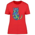 thumbnail image 1 of Colorful Floral Paisley Kitten T-Shirt Women -Image by Shutterstock, Female x-Large, 1 of 2