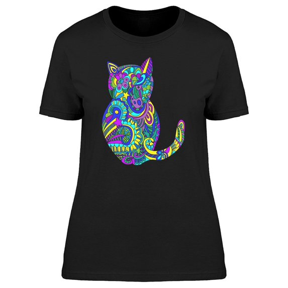 Colorful Floral Paisley Kitten Tee Women's -Image by Shutterstock