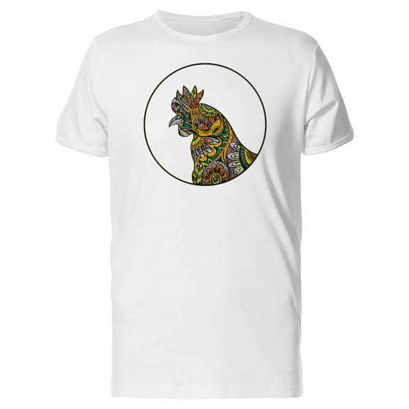 Colorful Floral Paisley Rooster T-Shirt Men -Image by Shutterstock, Male 3X-Large
