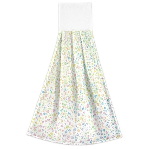 Colorful Floral Pattern 2 Pack 14''x18'' Hand Towels Soft Coral Fleece Quick Dry Hook and Loop for Kitchen Bathroom