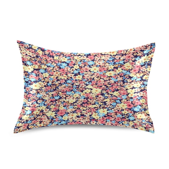 Colorful Floral Pattern Luxury Silky Soft Pillowcase Standard Size Wrinkle Resistant Envelope Closure 20x26in