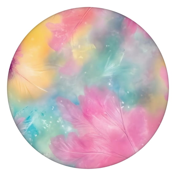 Colorful Floral Pattern Round Fitted Tablecloth with Elastic Edge,Dining Table Cover Waterproof,Outdoor Round Tablecloth for Camping,Dining,Indoor and Outdoor
