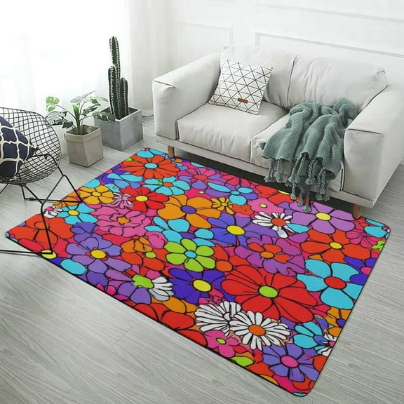 Colorful Floral Pattern Soft Comfy Area Rugs Carpet Suitable for Living Room Kitchen Bedroom Laundry Room Home Decorations 40"x60"