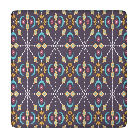 Colorful Floral Pattern Square Fitted Tablecloth with Elastic Edge,Square Table Cover,Washable Elastic Table Cover for Home Kitchen Party Decor 34"x34"