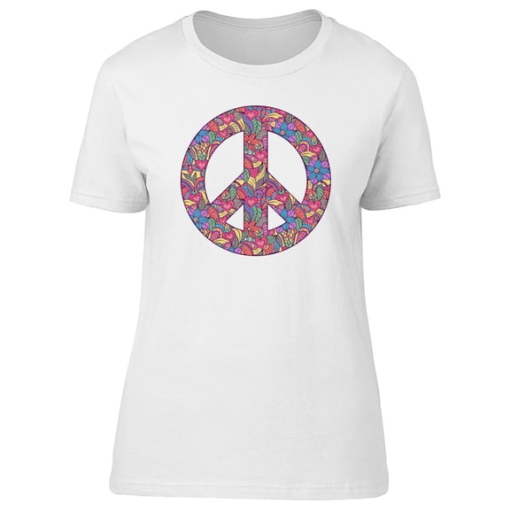 Colorful Floral Peace Symbol Tee Men's -Image by Shutterstock