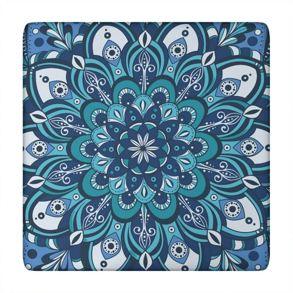 Colorful Floral Print Tablecloth with Stretch Fit for 34 Inch Square Bohemian Style Table Decor