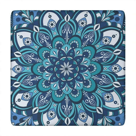 Colorful Floral Print Tablecloth with Stretch Fit for 34 Inch Square Bohemian Style Table Decor