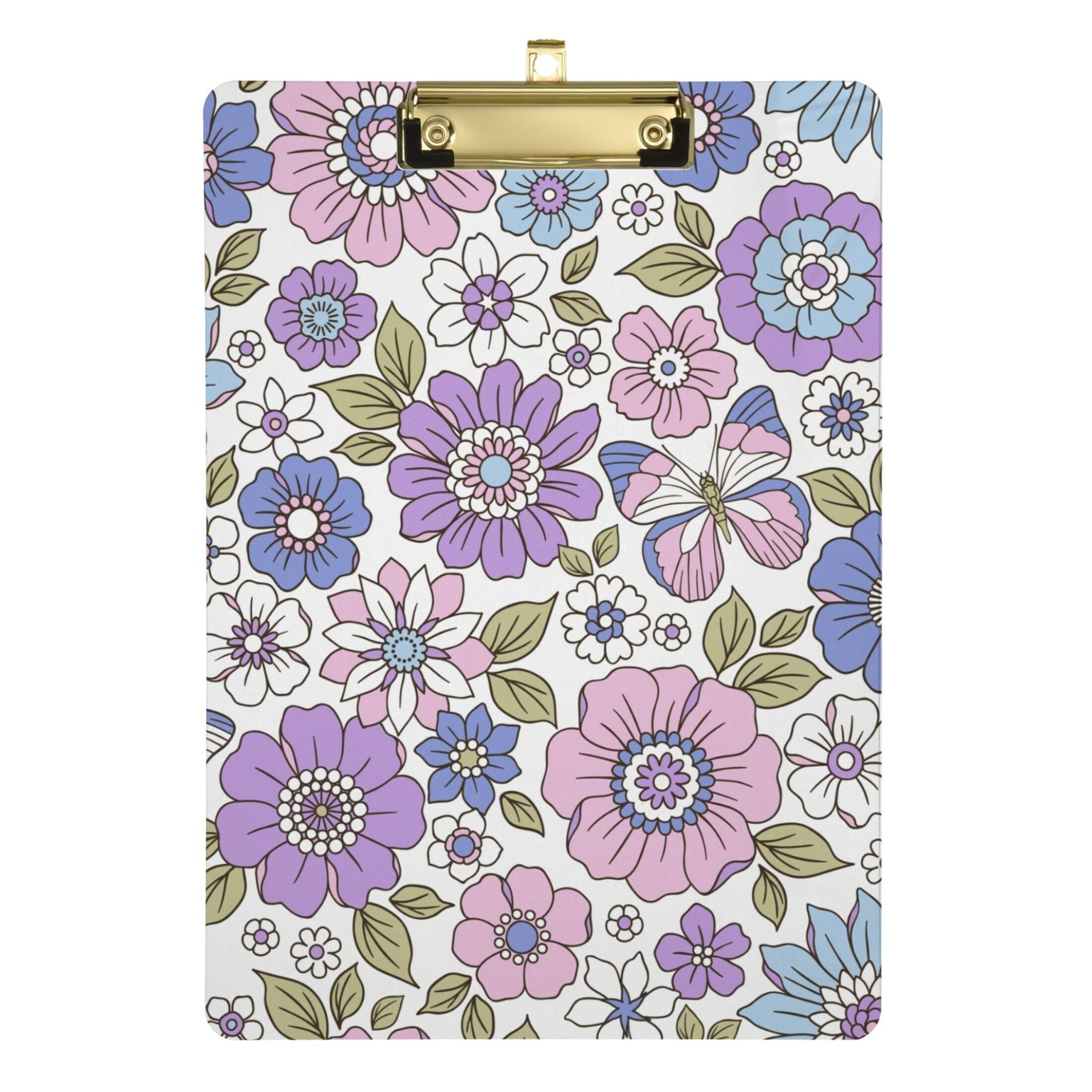 Colorful Floral Purple Flowers Clipboard Acrylic Clipboards Standard A4 ...