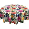 thumbnail image 1 of Colorful Floral Round Table Cloth - Tulip Poppy Flower Tablecloth 60 Inch Spring Summer Blossom Table Cover Decorative for Holiday Kitchen Dinning Outdoor, 1 of 6