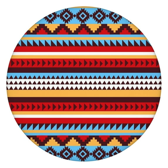 Colorful Floral Round Tablecloth with Elastic Hem, Bohemian Print Fits 52-56 Inch Tables for Indoor and Outdoor