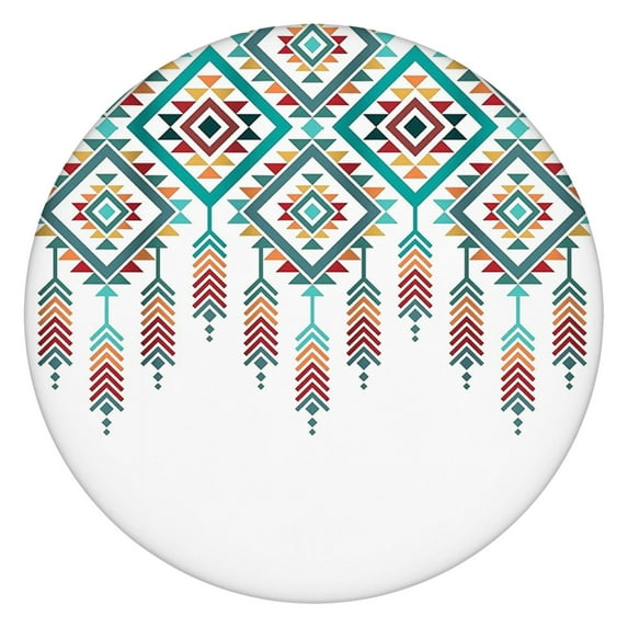 Colorful Floral Round Tablecloth with Elastic Hem, Bohemian Print Fits 52-56 Inch Tables for Patio and Entertainment