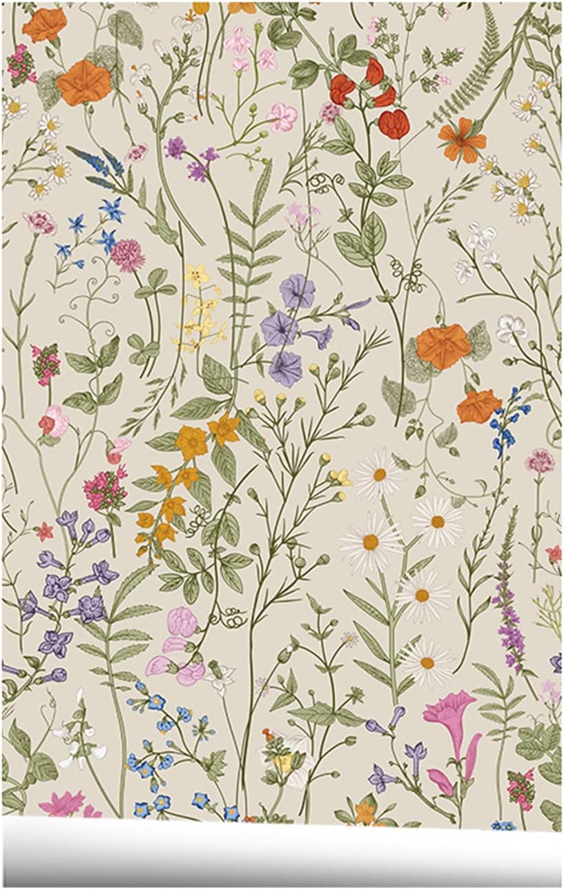Colorful Floral Self Adhesive Contact Paper Removable Wallpaper for Home & Kitchen Decor