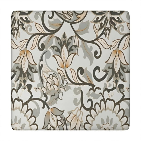 Colorful Floral Square Table Cover with Elastic Hem 34x34 Inch, Boho Design for Card Tables and Patio Use