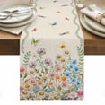 thumbnail image 1 of Colorful Floral Table Runner - 70 Inch Long, Kitchen Dining Table Runner Dresser Scarves, Farmhouse Country Dragonfly Butterfly Flower Farmhouse Decor for Coffee Tables Wedding Party Banquet, 1 of 8