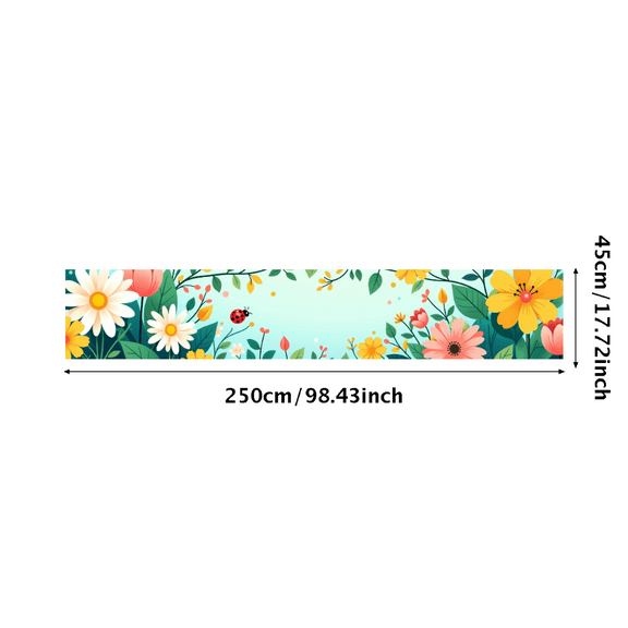 Colorful Floral Themed Banner with Butterflies Ladybugs Bubbles Background Party Decoration Backdrop for Garden Parties Outdoor Gatherings Spring Celebrations and Photo Shoots