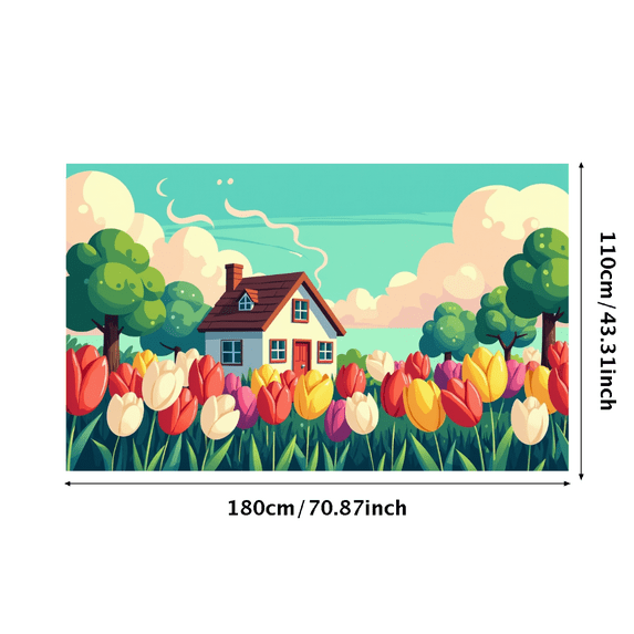 Colorful Floral Themed Banner with Butterflies Ladybugs Bubbles Background Party Decoration Backdrop for Garden Parties Outdoor Gatherings Spring Celebrations and Photo Shoots