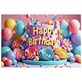 thumbnail image 1 of Colorful Floral Themed Happy Birthday Banner Background Party Decorations Photography Props Backdrop for Birthday Party Celebrations Event Decor Photo Shoots, 1 of 7