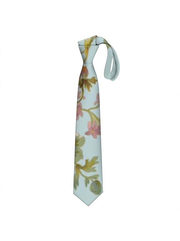 Colorful Floral Tie for Men - Bright Tropical Print Wrinkle-Resistant Formal Necktie