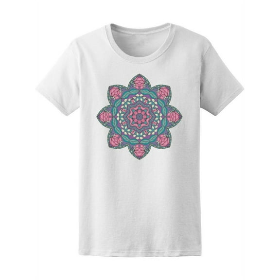Colorful Floral Tribal Mandala T-Shirt Women -Image by Shutterstock, Female Large