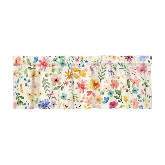 Colorful Floral Valances - Spring Boho Wildflower Flowers Plant Kitchen Curtains Valance for Windows Rod Pocket 54*18In