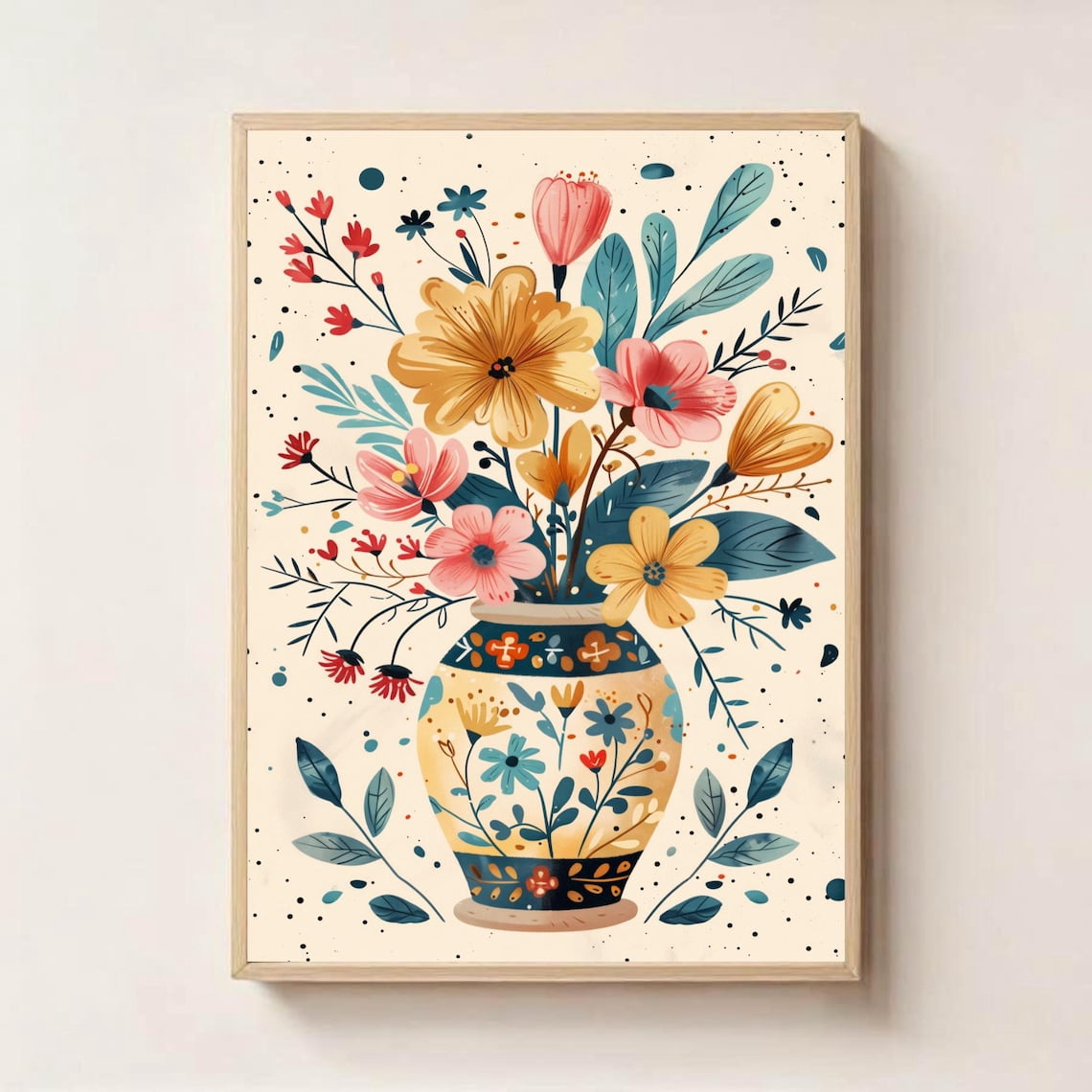 Colorful Floral Vase Poster Modern Botanical Wall Art, Unframed Paper ...