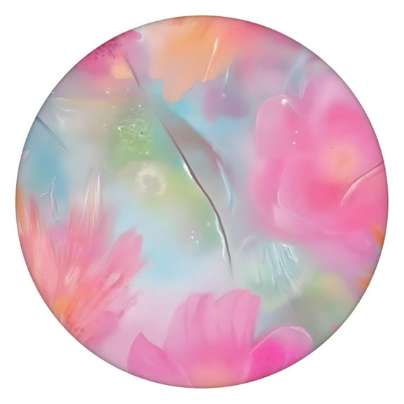 Colorful Floral Watercolor Pattern Round Fitted Tablecloth with Elastic Edge,Dining Table Cover Waterproof,Outdoor Round Tablecloth for Camping,Dining,Indoor and Outdoor