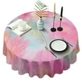 thumbnail image 1 of Colorful Floral Watercolor Pattern Round Tablecloth 60"x60",Wrinkle Wipeable Table Cloth for Kitchen Dining Room Picnic Patio Party, 1 of 6
