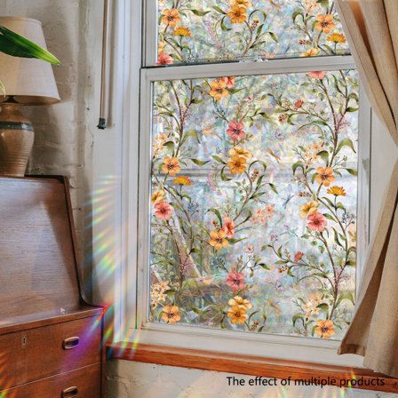 Colorful Floral Window Stickers - Double-Sided Wildflower Wall Decals for Home and Office Décor - Reusable and Washable PVC Window Clings for Glass Doors and Surfaces