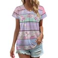 thumbnail image 1 of Colorful Floral Wood Texture Women's Blouse Short Sleeve Women's Top T-Shirt Spring Summer Clothes, 1 of 7