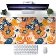 thumbnail image 1 of Colorful Floral XXL Mouse Pad - Full Desk Mat, Cute Office Decor Accessories for Women, Extended XL Mouse Mat, Laptop Desk Pad, Blue Orange Flowers, 31.5"x15.7", 1 of 6