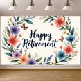 thumbnail image 1 of Colorful Florals Happy Retirement Banner Butterfly Accents Retirement Backdrop Gold Glitter Details Elegant Calligraphy Celebration Banner for Retirement Party Office Celebration Home Gathering, 1 of 8