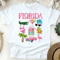 thumbnail image 1 of Colorful Florida Travel Shirt – Flamingo, Palm, and Margarita Beach Tee , White, Size S, 1 of 6