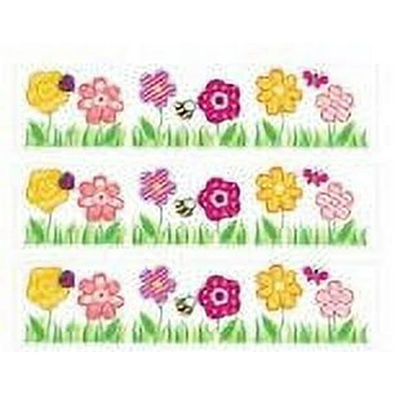 Colorful Flower -1/4 (Quarter Sheet) Edible Border Cake Topper