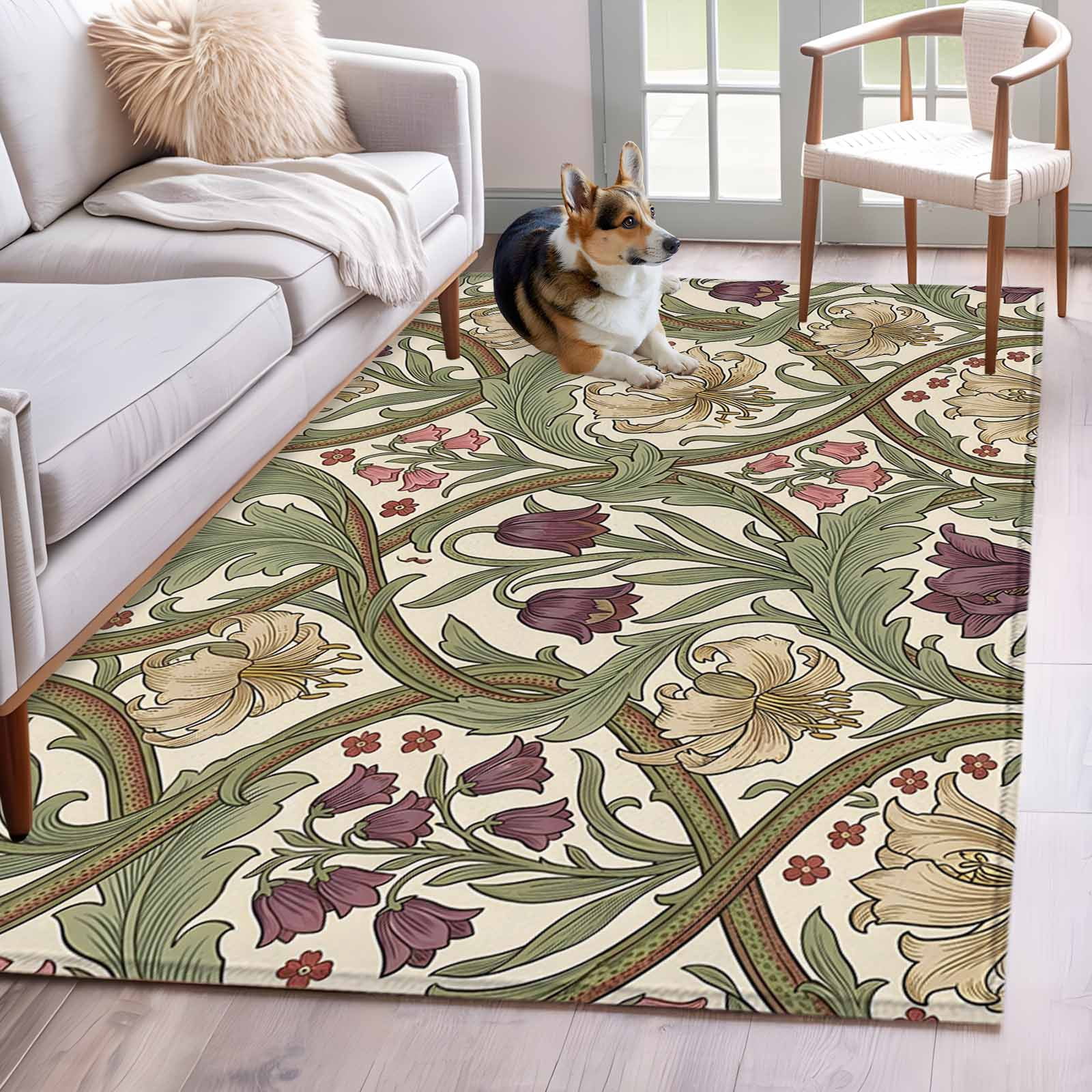 Desk Area Rug Colorful Flower 2.7x5 Rug for Office Desk Chair Area Small Bedroom ...