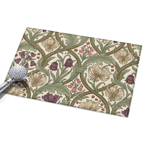 Colorful Flower 2x3ft Non Slip Area Rug William Morris Abstract Boho Plant Floral Green Herbs Washable Soft Area Rugs for Living Room, Indoor Circle Carpet for Bedroom Dining Room Kitchen
