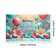 thumbnail image 1 of Colorful Flower Balloon Butterfly Themed Happy Birthday Banner Party Decoration Backdrop Photography Props Party Supplies Decor Background for Birthday Party Celebrations, 1 of 8