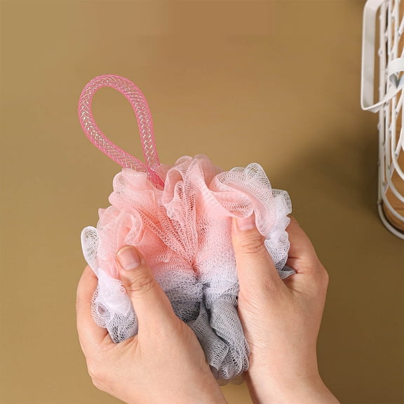 Colorful Flower Bath Sponge - Soft, Non-Shedding Scrubber with Hanging Loop - 12x12cm (4.7x4.7in) - Gentle Exfoliation for Sensitive Skin