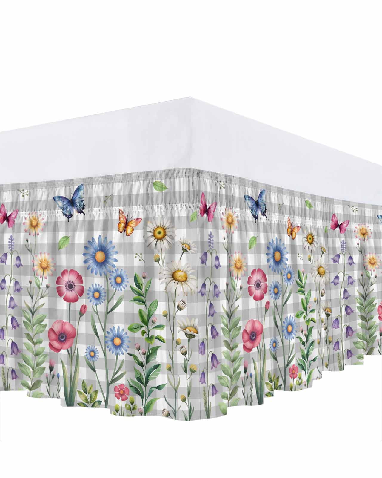 Colorful Flower Bed Skirt King Size 18 Inch Drop, Spring Pink Blue ...