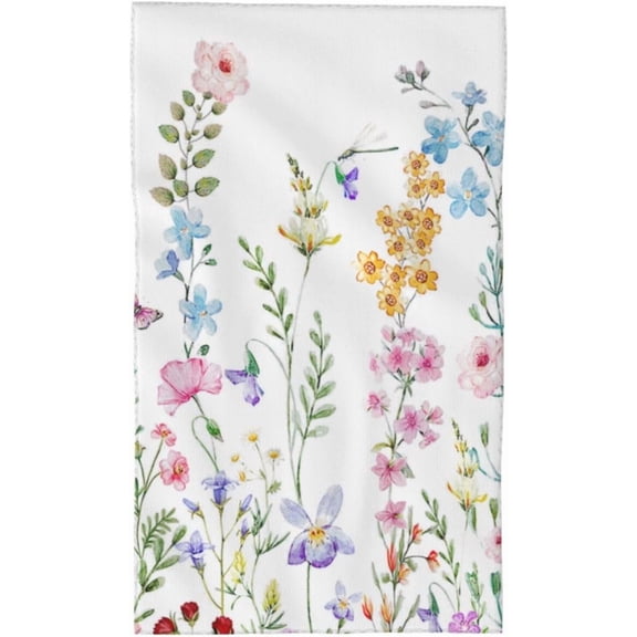 Colorful Flower Boho Floral Bathroom Bath Hand Towels, Watercolor Wildflower Blossom Wash Towels, Spring Blooming Wild Flowers Theme Kitchen Dish Towel for Bathroom Sports Hotel Gym Spa