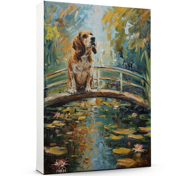 Colorful Flower Canvas Wall Art, Basset Fauvede Bretagne Dog Canvas Floral Wall Decor, Dog Wildflower Wall Painting, Poster Art Print for Living Room, Bedroom, Office